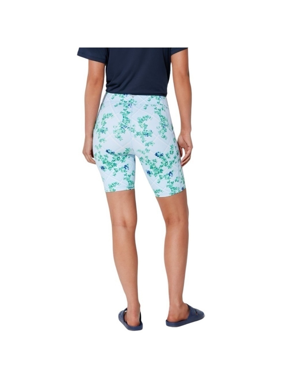 XS Tuckernuck Sport Light Blue English Ivy 7” Ava Bike Shorts - Picture 3 of 6